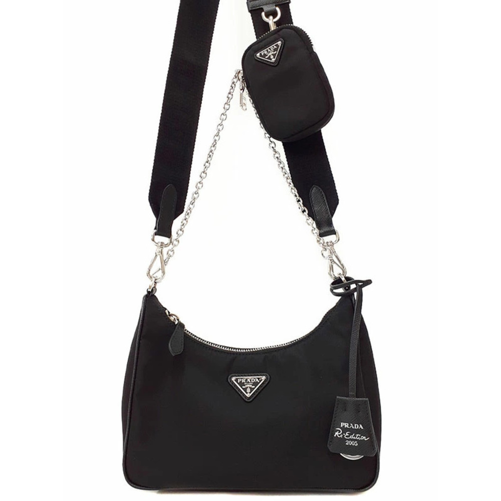 Prada ReEdition 2005 ReNylon Chain Bag Black